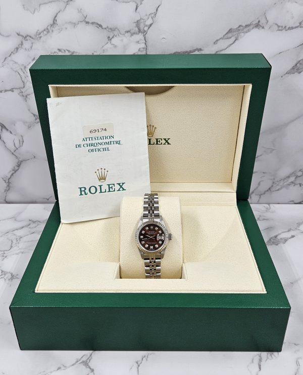 Ladies Steel & White Gold Rolex Datejust with Chocolate Diamond Dial Box / Paper - Image 7