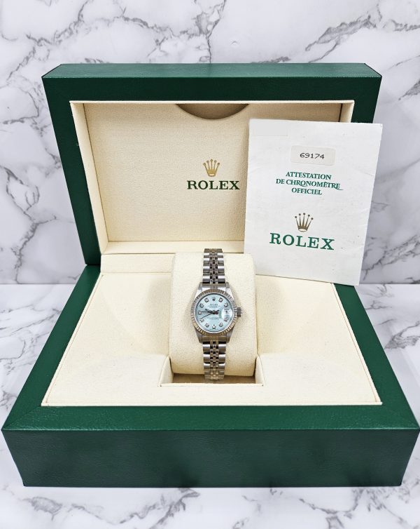 Ladies Rolex Datejust 26mm in Steel & Gold - Ice Blue Diamond Dial – Box & Papers - MINT! - Image 7