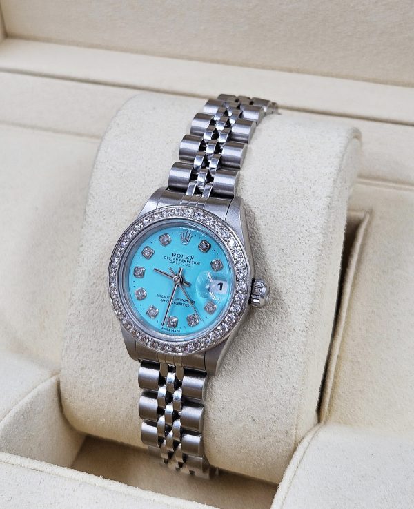 Ladies Steel & White Gold Rolex Datejust - Tiffany BLUE Diamond Dial & Bezel - Box / Papers. - Image 10