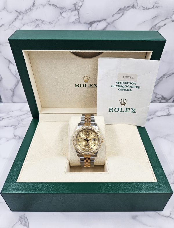 Mens Steel & Gold Rolex Datejust with Jubilee Diamond Dial & Diamond Bezel - B+P - Image 7