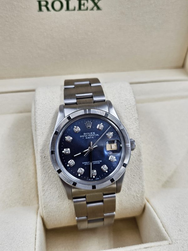 Gents 34mm Rolex Oyster Perpetual Date - Blue Diamond Dial - Image 8