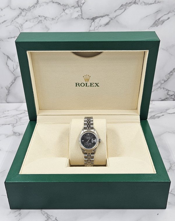 Ladies Steel & White Gold Rolex Datejust with 'Wimbledon' Dial - Box and Papers. - Image 9