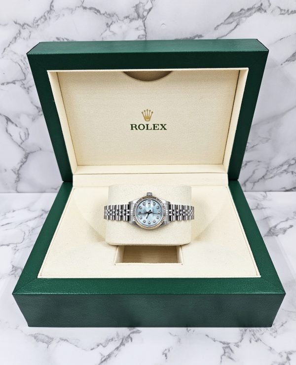 Ladies Rolex Datejust 26mm in Steel & Gold - Ice Blue Diamond Dial – Box & Papers - MINT! - Image 8