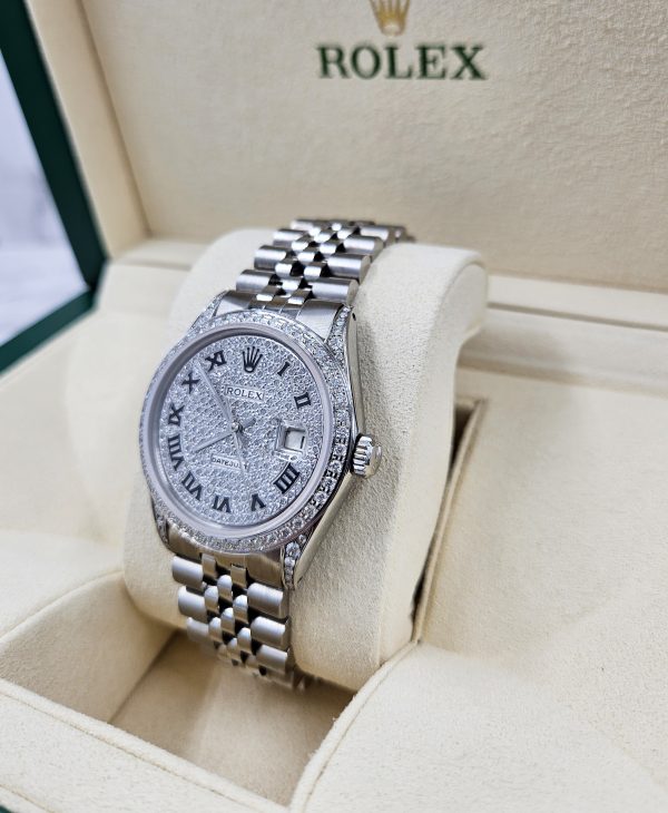 Gents Rolex Datejust 36mm with Pave Diamond Dial, Diamond Bezel and Shoulders. - Image 11