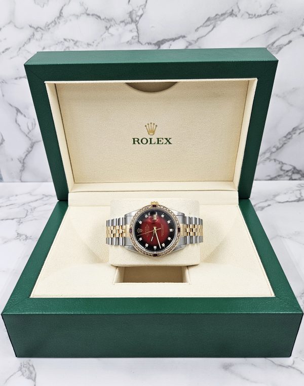 Gents Steel & Gold Rolex Datejust with RED Diamond Dial & Diamond / Ruby Bezel. - Image 10