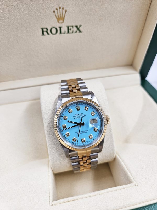 Gents Steel & Gold Rolex Datejust Tiffany Blue Diamond Dial with Box & Papers. - Image 9