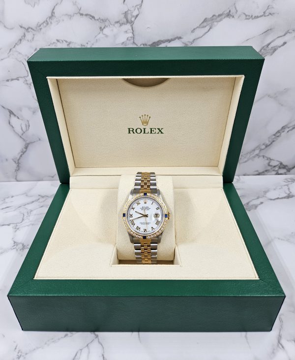 Stunning Gents Steel & 18k Gold Rolex Datejust with Roman Dial & Diamond Bezel. - Image 10