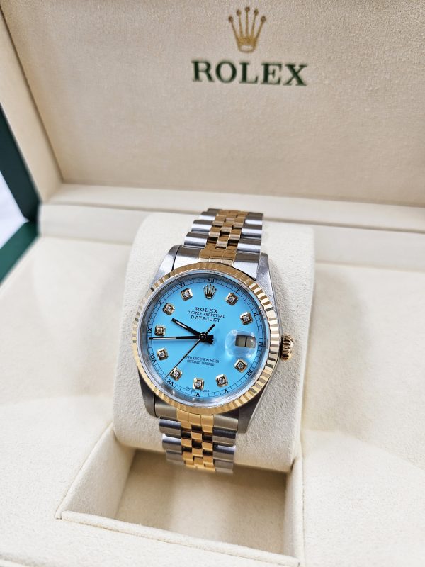 Gents Steel & Gold Rolex Datejust Tiffany Blue Diamond Dial with Box & Papers. - Image 10