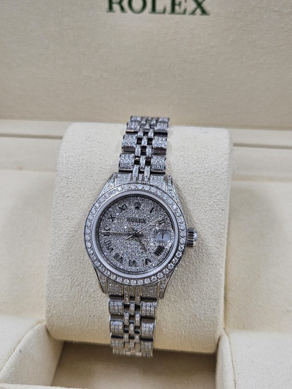 Stunning Ladies Rolex Datejust with Full Diamond Dial, Bezel & Bracelet - Boxed - Image 10
