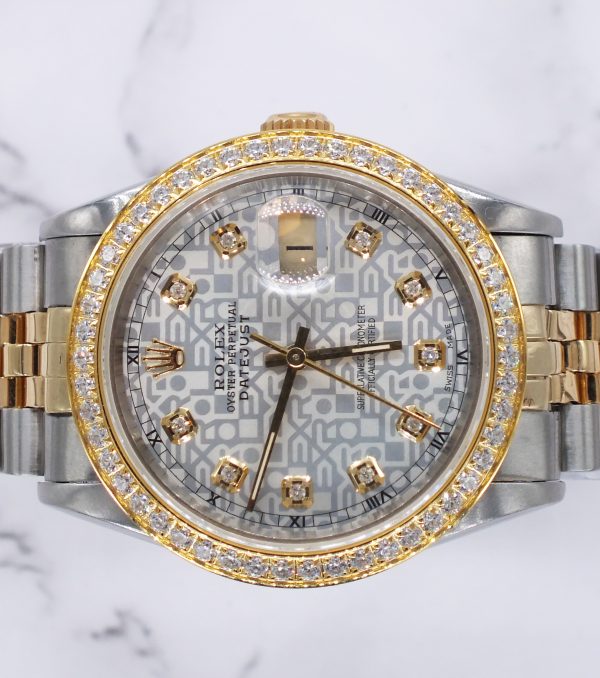 Gents Steel & Gold Rolex Datejust - Jubilee Diamond Dial & Diamond Bezel - Box and Papers. - Image 3