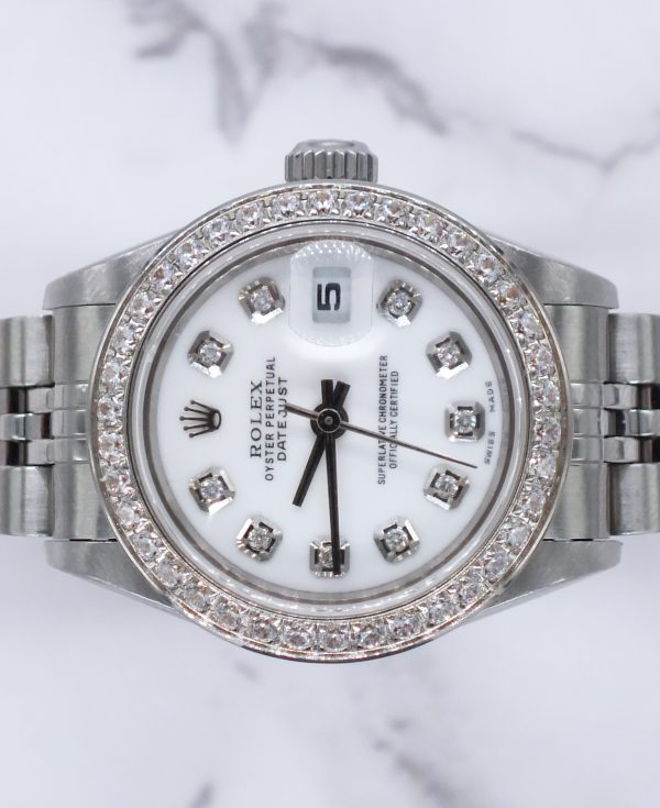 Ladies Rolex Datejust in Steel & White Gold - WHITE Diamond Dial & Bezel. Box and Papers. - Image 3