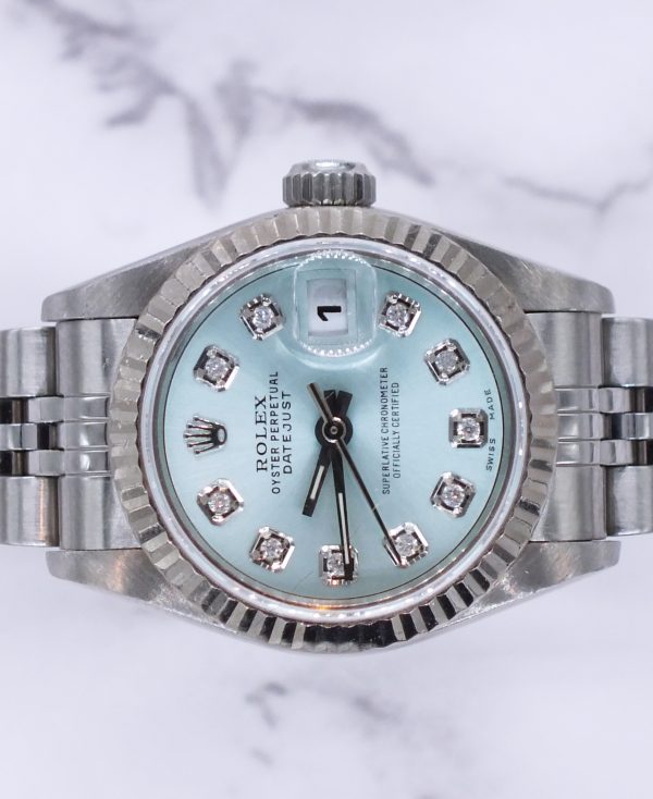 Ladies Rolex Datejust 26mm in Steel & Gold - Ice Blue Diamond Dial – Box & Papers - MINT! - Image 3