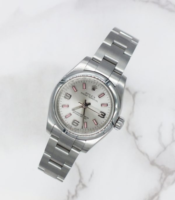 Pink / Silver Rolex Oyster Perpetual 176200 with Box and Papers 2011 (Card). - Image 4