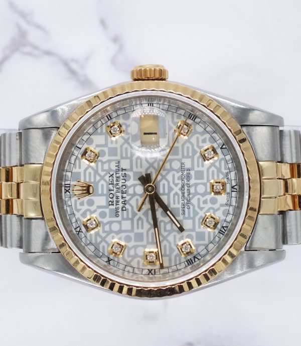 Gents Steel & Gold Rolex Datejust 36mm Silver Jubilee Diamond Dial - Papers. - Image 3