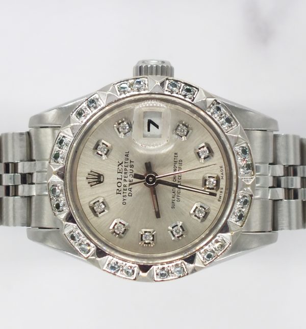Ladies Diamond Dial & Bezel Rolex Oyster Perpetual Datejust – Box & Papers - Image 3
