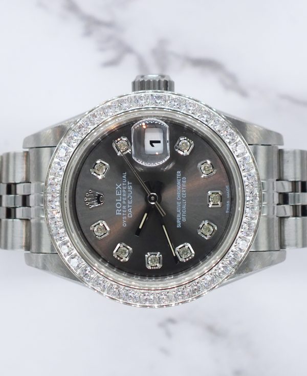 Womens Rolex Datejust with Slate Grey Diamond Dial & Bezel - Box and Papers - Image 3
