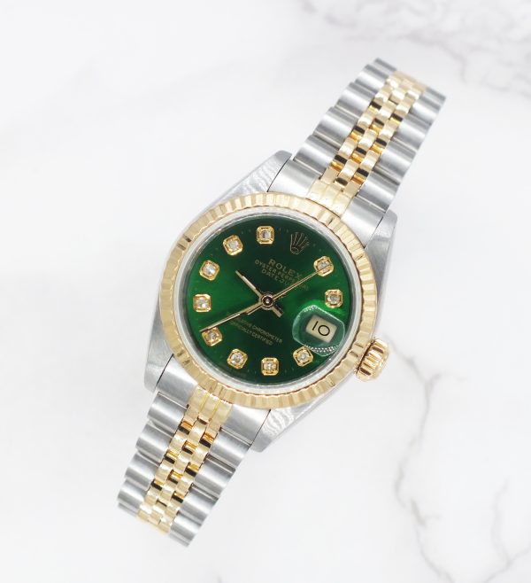Beautiful Ladies Rolex Datejust with Green Diamond Dial – BOX & PAPERS - Image 3