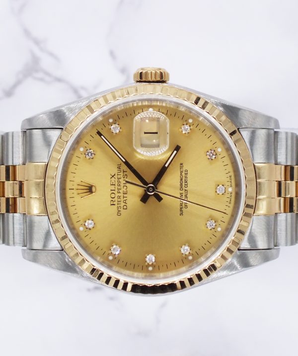 Gents Rolex Datejust in Steel & Gold with Factory Diamond Dial - Box / Papers. - Image 3