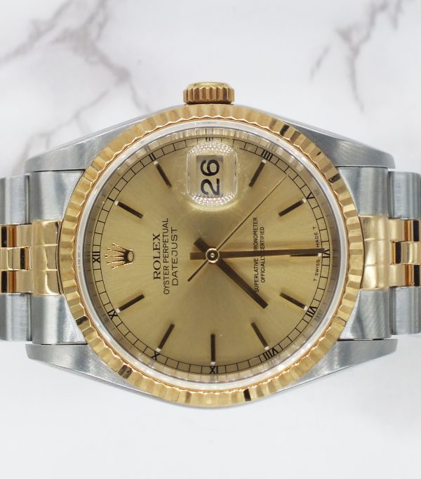 Classic Gents Steel & Gold Rolex Oyster Perpetual Datejust 36mm with Box & Paper - Image 3