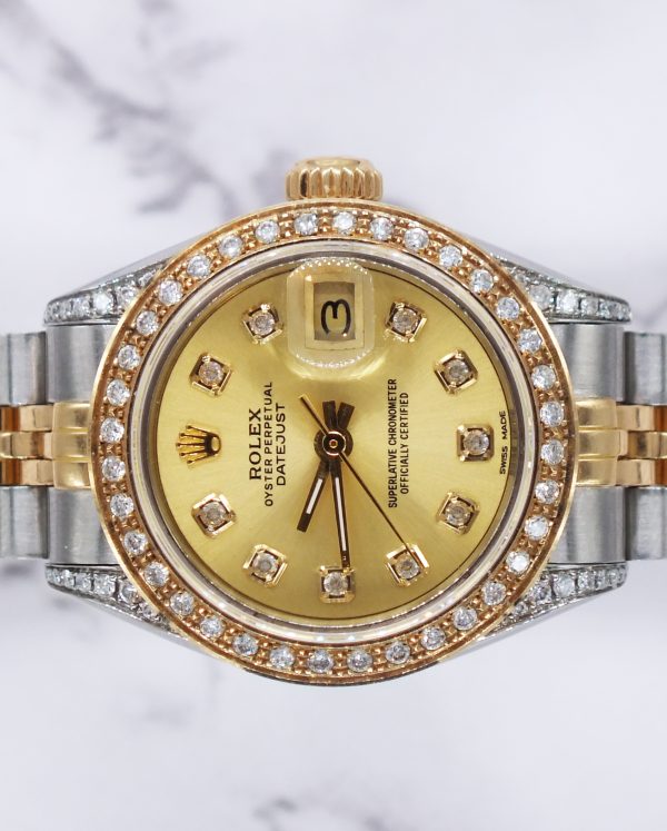 Ladies Rolex Datejust 69173 with Champagne Diamond Dial, Bezel and Shoulders. - Image 3