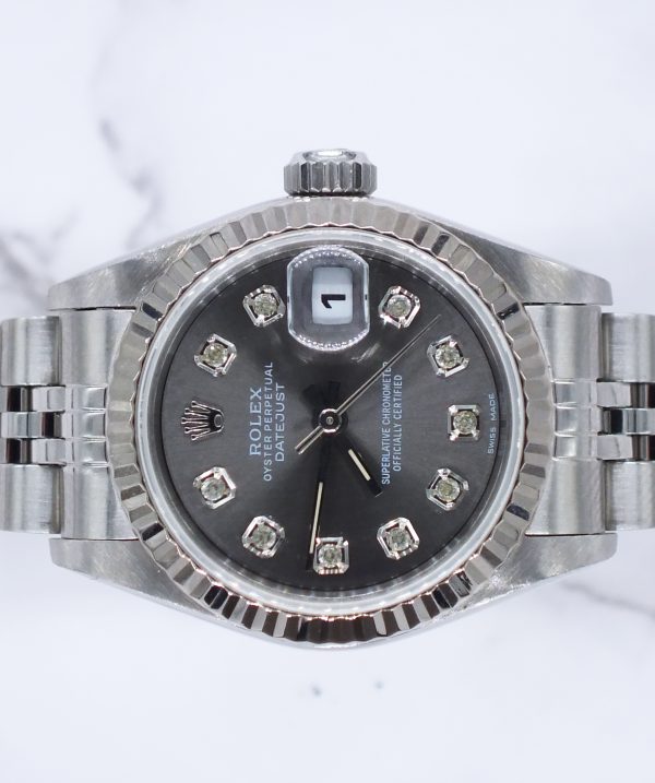 Ladies Rolex Datejust with Slate Grey Diamond Dial - Box & Papers - Image 3