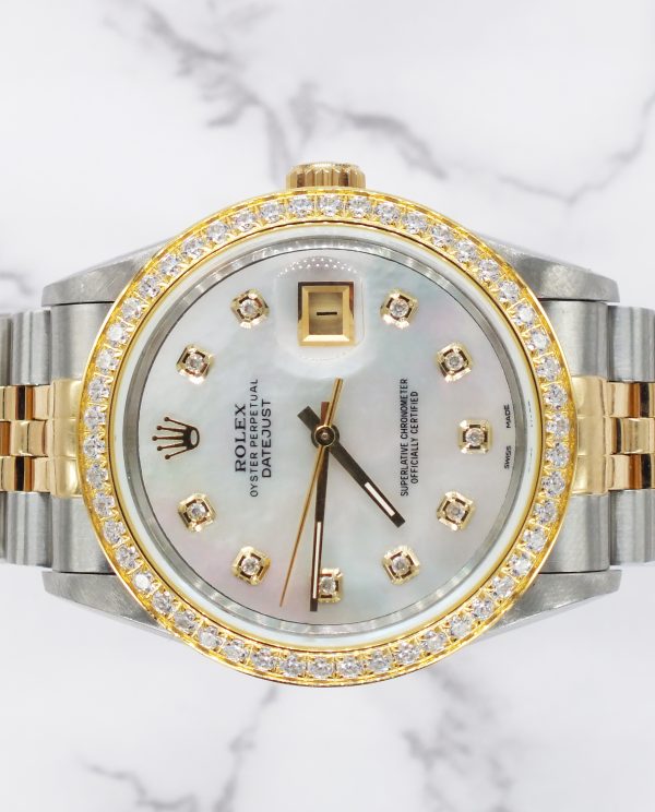 Gents Steel & Gold Rolex Datejust with MOP Diamond Dial & Diamond Bezel - B&P! - Image 3