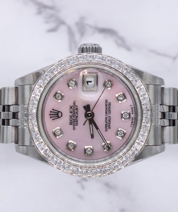 A Ladies Rolex Datejust with Pink MOP Diamond Dial & Bezel - Box and Papers. - Image 3