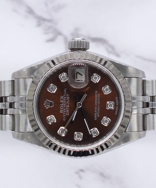 Ladies Rolex Datejust in Steel & White Gold with Chocolate Diamond Dial Box / Paper - Image 3
