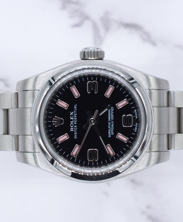 Ladies Rolex Oyster Perpetual 176200 Black & Pink Dial with Box & 2012 Card. - Image 3