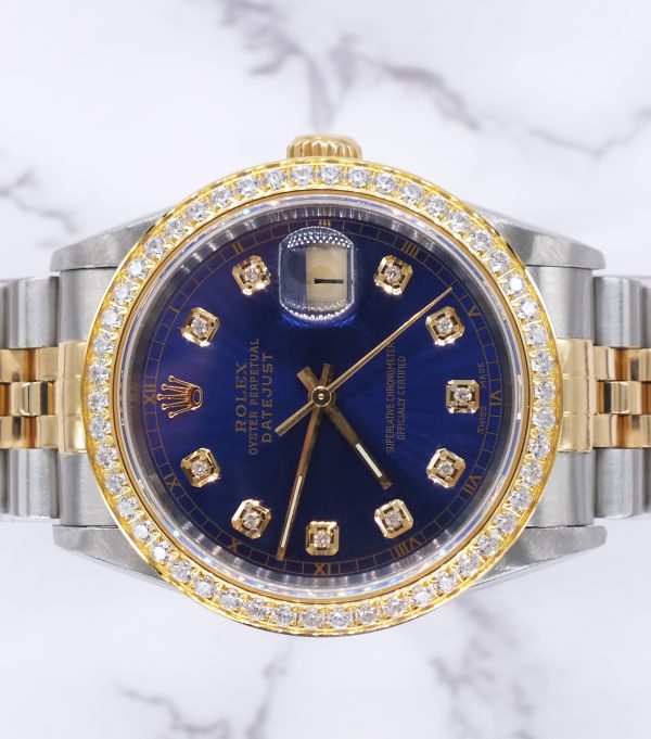 Beautiful Mens Rolex Datejust 16233 with Blue Diamond Dial - Box and Papers. - Image 3
