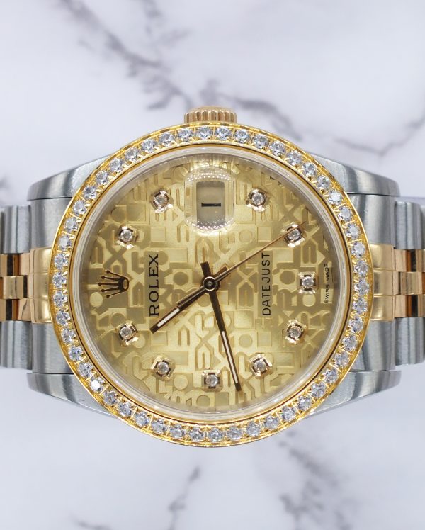 Mens Steel & Gold Rolex Datejust with Jubilee Diamond Dial & Diamond Bezel - B+P - Image 3