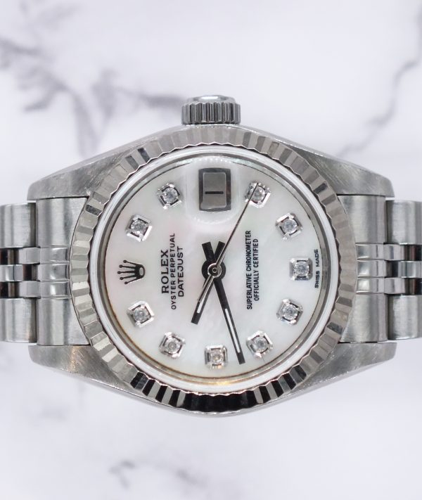 Ladies Steel & White Gold Rolex Datejust with MOP Diamond Dial - Box and Papers. - Image 3