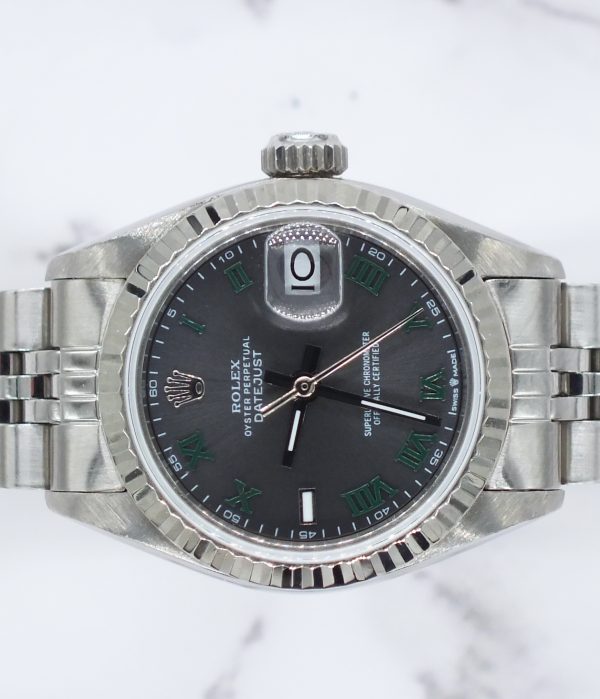 Ladies Steel & White Gold Rolex Datejust with 'Wimbledon' Dial - Box and Papers. - Image 3