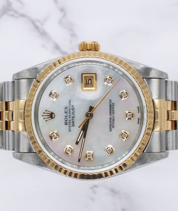 Mens Rolex Datejust 16233 with White MOP Diamond Dial - Box / Papers. - Image 3