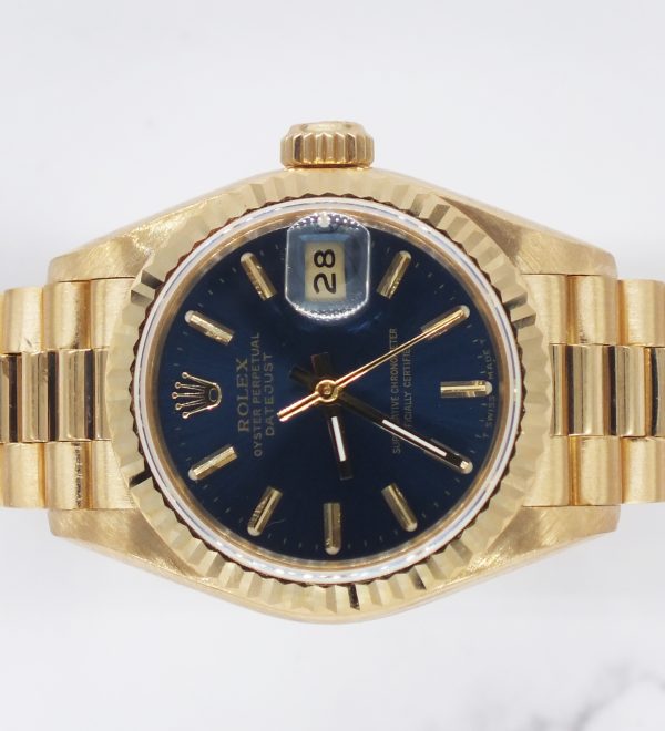 Immaculate Ladies 18ct Gold Rolex Oyster Perpetual Datejust 69178 - Box & Paper. - Image 3