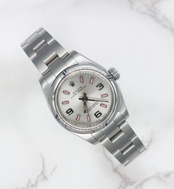 Pink / Silver Rolex Oyster Perpetual 176200 with Box and Papers 2011 (Card). - Image 5
