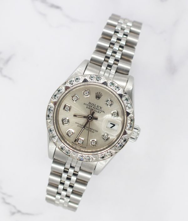 Ladies Diamond Dial & Bezel Rolex Oyster Perpetual Datejust – Box & Papers - Image 4