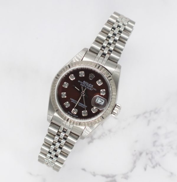 Ladies Steel & White Gold Rolex Datejust with Chocolate Diamond Dial Box / Paper - Image 3