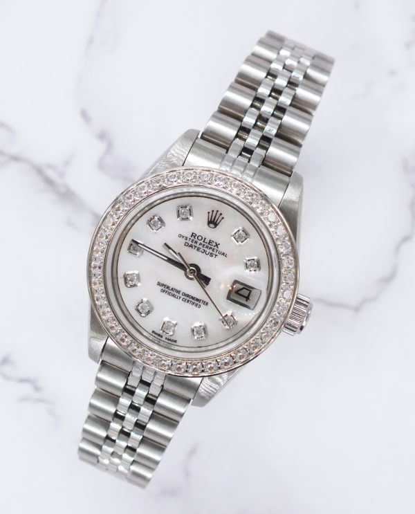 Ladies Steel & White Gold Rolex Datejust - White MOP Diamond Dial & Bezel. Box & Papers. - Image 4