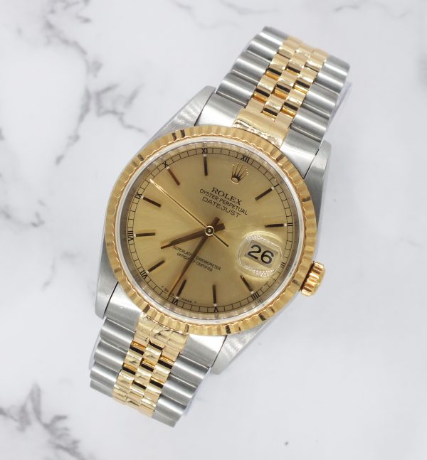 Classic Gents Steel & Gold Rolex Oyster Perpetual Datejust 36mm with Box & Paper - Image 4