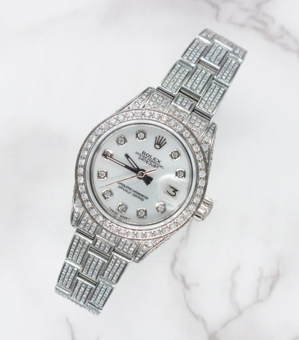Stunning Ladies 26mm FULL DIAMOND Rolex Datejust with Box. - Image 3