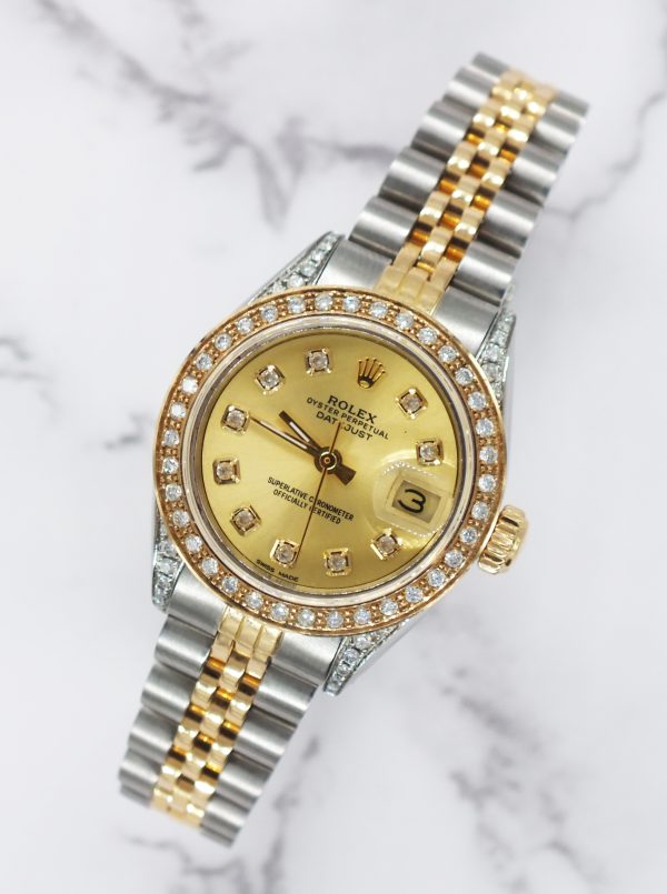 Ladies Rolex Datejust 69173 with Champagne Diamond Dial, Bezel and Shoulders. - Image 4