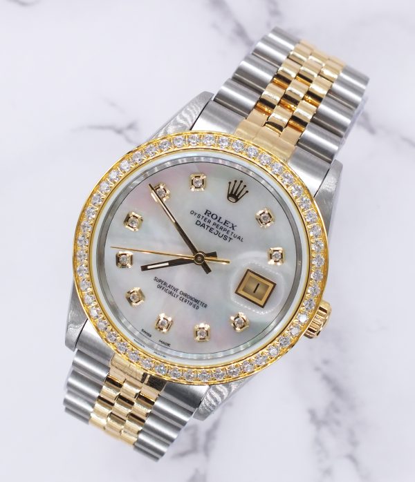 Gents Steel & Gold Rolex Datejust with MOP Diamond Dial & Diamond Bezel - B&P! - Image 4