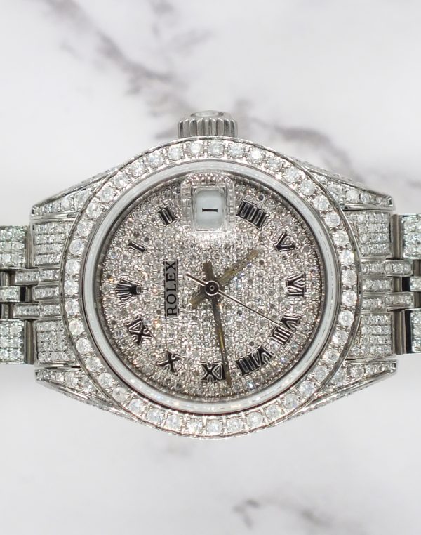 Stunning Ladies Rolex Datejust with Full Diamond Dial, Bezel & Bracelet - Boxed - Image 3
