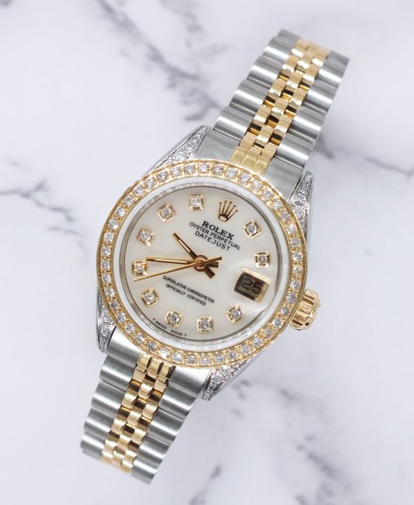 Ladies Rolex Datejust 'Fully Loaded' with Diamond Dial, Bezel & Shoulders - MINT - Image 4