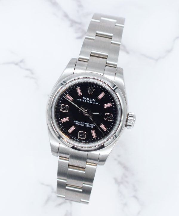 Ladies Rolex Oyster Perpetual 176200 Black & Pink Dial with Box & 2012 Card. - Image 4