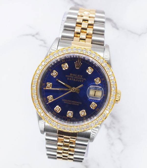 Beautiful Mens Rolex Datejust 16233 with Blue Diamond Dial - Box and Papers. - Image 4