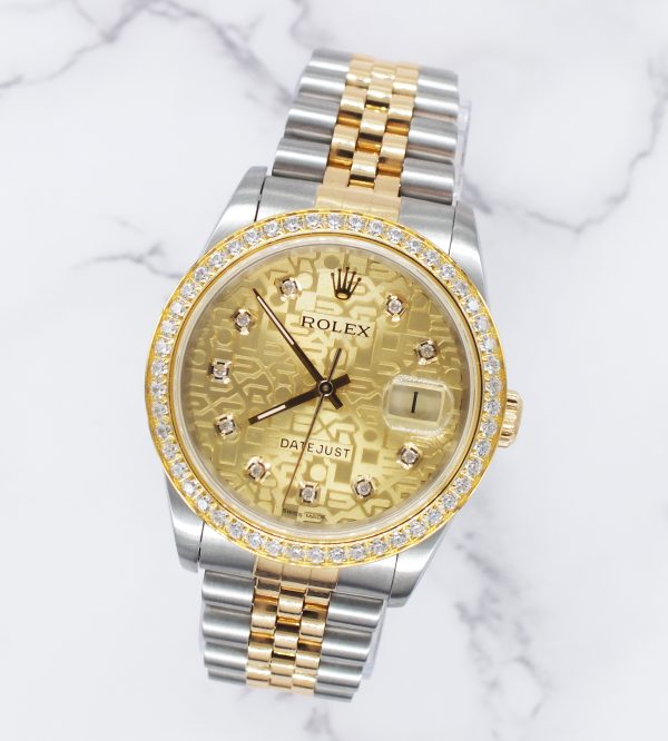 Mens Steel & Gold Rolex Datejust with Jubilee Diamond Dial & Diamond Bezel - B+P - Image 4