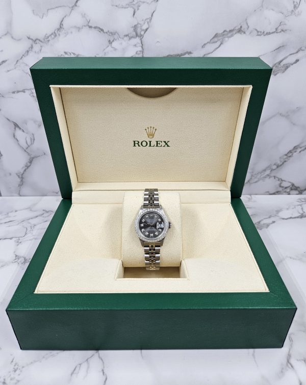 Womens Rolex Datejust with Slate Grey Diamond Dial & Bezel - Box and Papers - Image 8