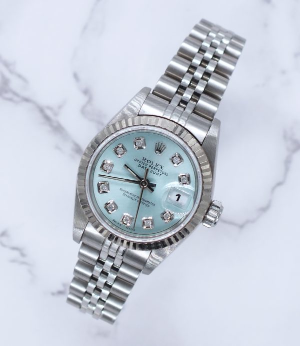 Ladies Rolex Datejust 26mm in Steel & Gold - Ice Blue Diamond Dial – Box & Papers - MINT! - Image 4